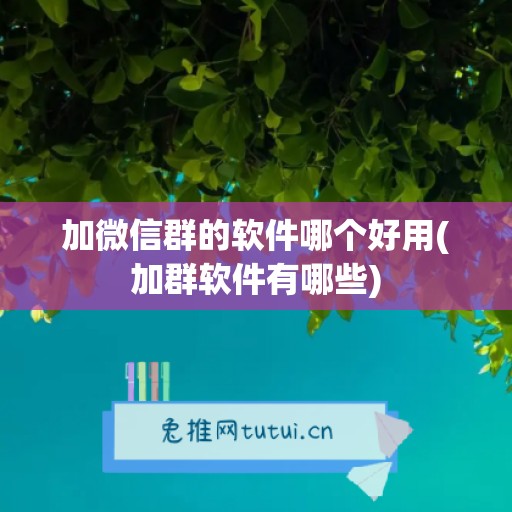 加微信群的软件哪个好用(加群软件有哪些)