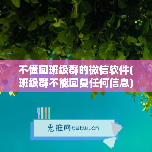 不懂回班级群的微信软件(班级群不能回复任何信息)