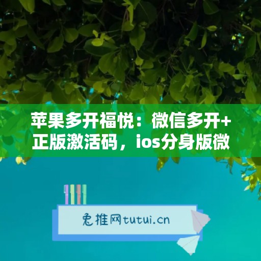 苹果多开福悦：微信多开+正版激活码，ios分身版微信首选