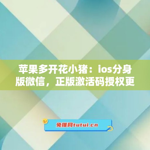 苹果多开花小猪:ios分身版微信,正版激活码授权更靠谱 苹果多开花小猪:ios分身版微信,正版激活码授权更靠谱