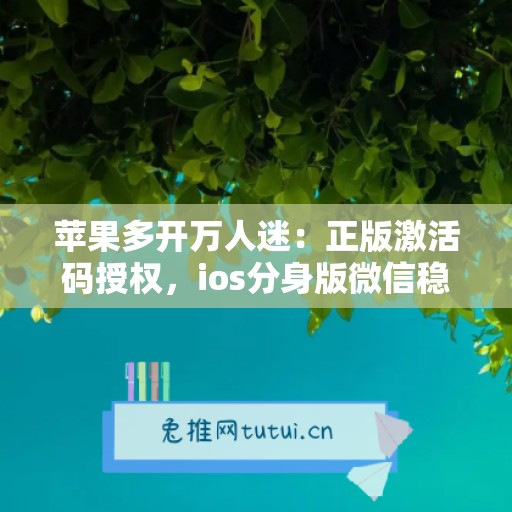 苹果多开万人迷:正版激活码授权,ios分身版微信稳定运行 苹果多开万人迷:正版激活码授权,ios分身版微信稳定运行
