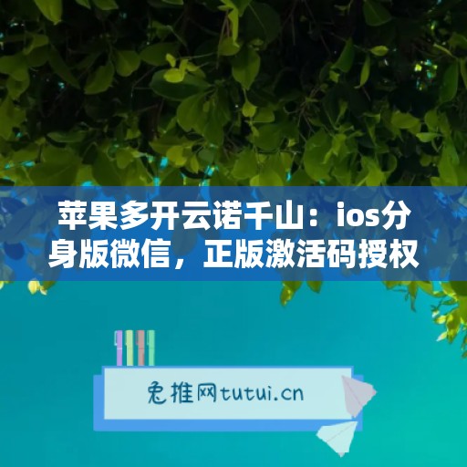 苹果多开云诺千山：ios分身版微信，正版激活码授权更靠谱