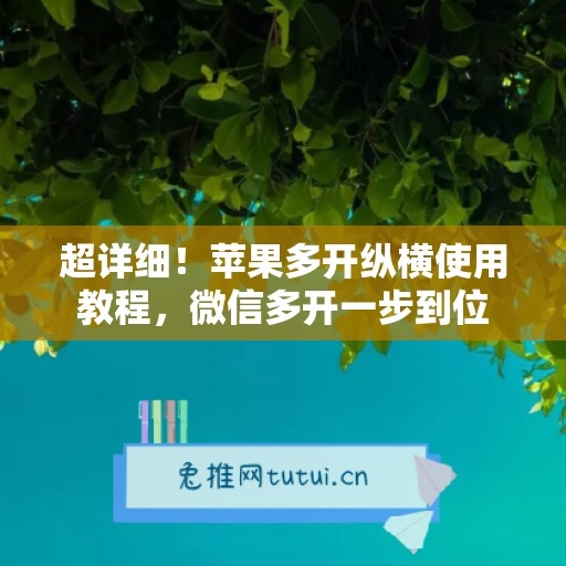 超详细！苹果多开纵横使用教程，微信多开一步到位