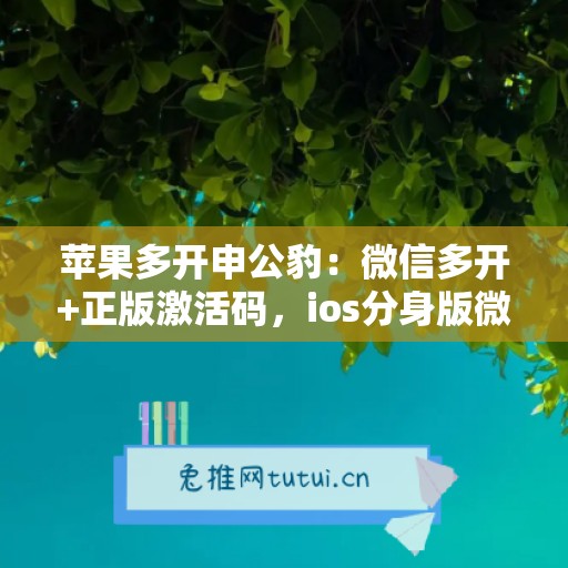 苹果多开申公豹:微信多开+正版激活码,ios分身版微信首选 苹果多开申公豹:微信多开+正版激活码,ios分身版微信首选