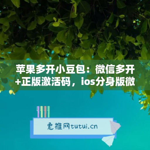 苹果多开小豆包：微信多开+正版激活码，ios分身版微信首选