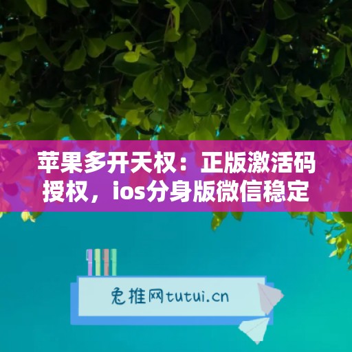 苹果多开天权：正版激活码授权，ios分身版微信稳定运行