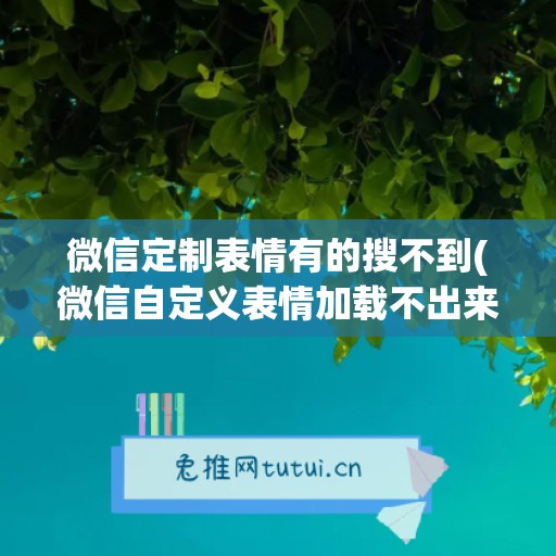 微信定制表情有的搜不到(微信自定义表情加载不出来)