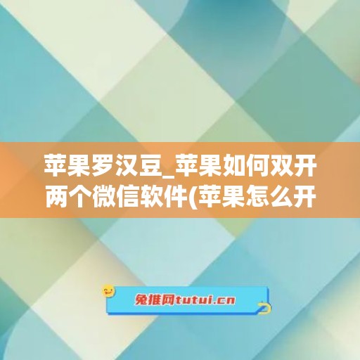 苹果罗汉豆_苹果如何双开两个微信软件(苹果怎么开两个微信)