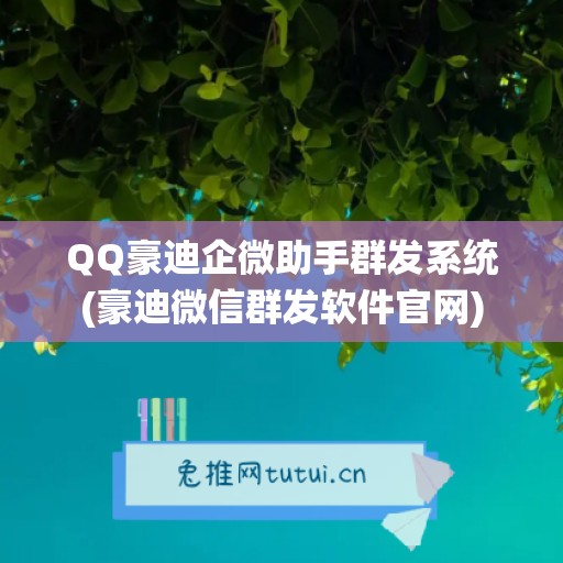 QQ豪迪企微助手群发系统(豪迪微信群发软件官网)