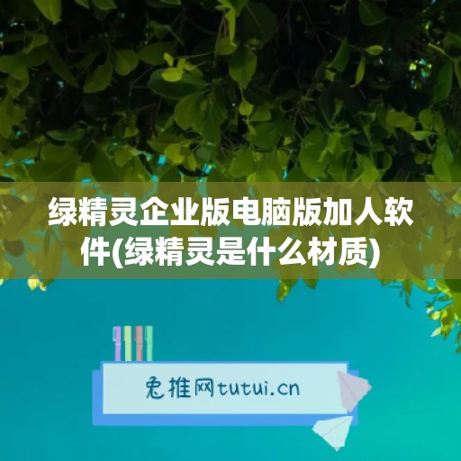 绿精灵企业版电脑版加人软件(绿精灵是什么材质)