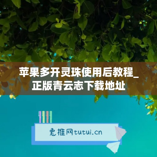 苹果多开灵珠使用后教程_正版青云志下载地址