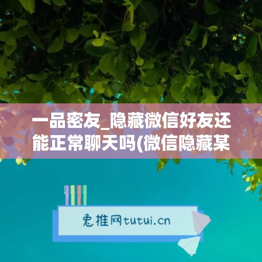 一品密友_隐藏微信好友还能正常聊天吗(微信隐藏某个好友)